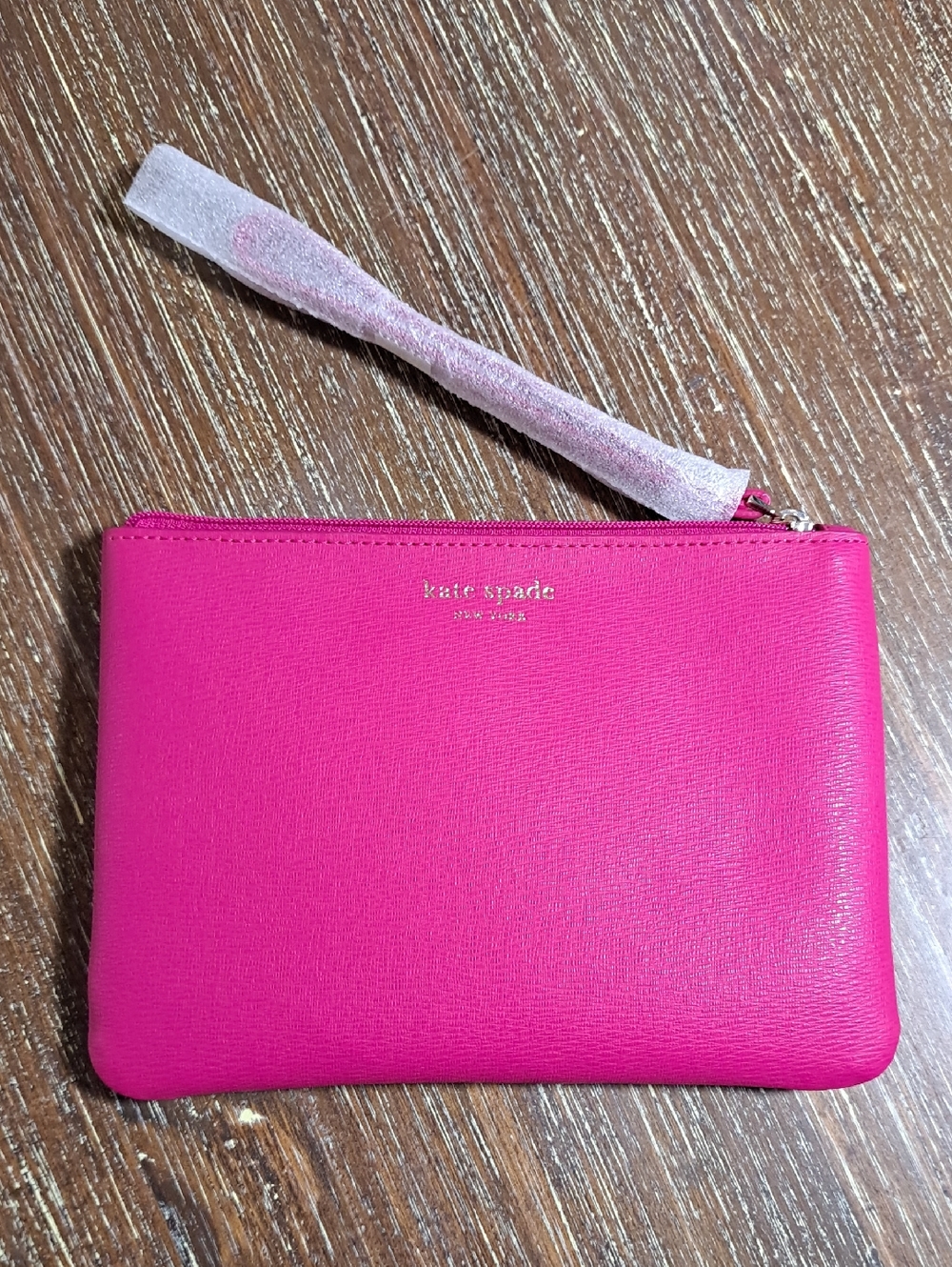 Kate Spade New York Wristlet Magenta Keaton Soft Milling PVC Bag Zip Top Closure